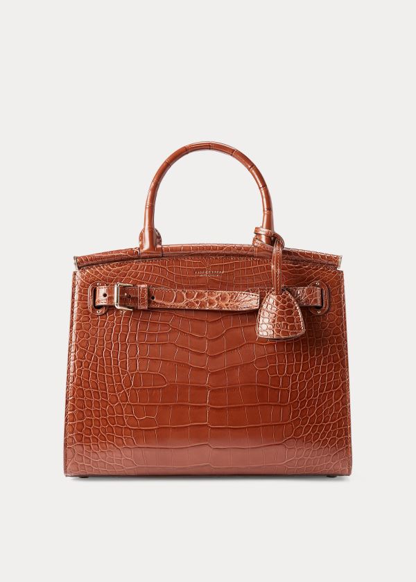 Bolsos De Mano Ralph Lauren Mujer Marrom - Alligator Medium RL50 - URYPZ1572